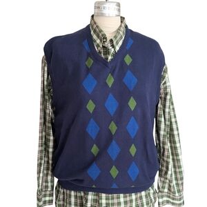 Lyle & Scott Navy Argyle Golf Vest Size Large